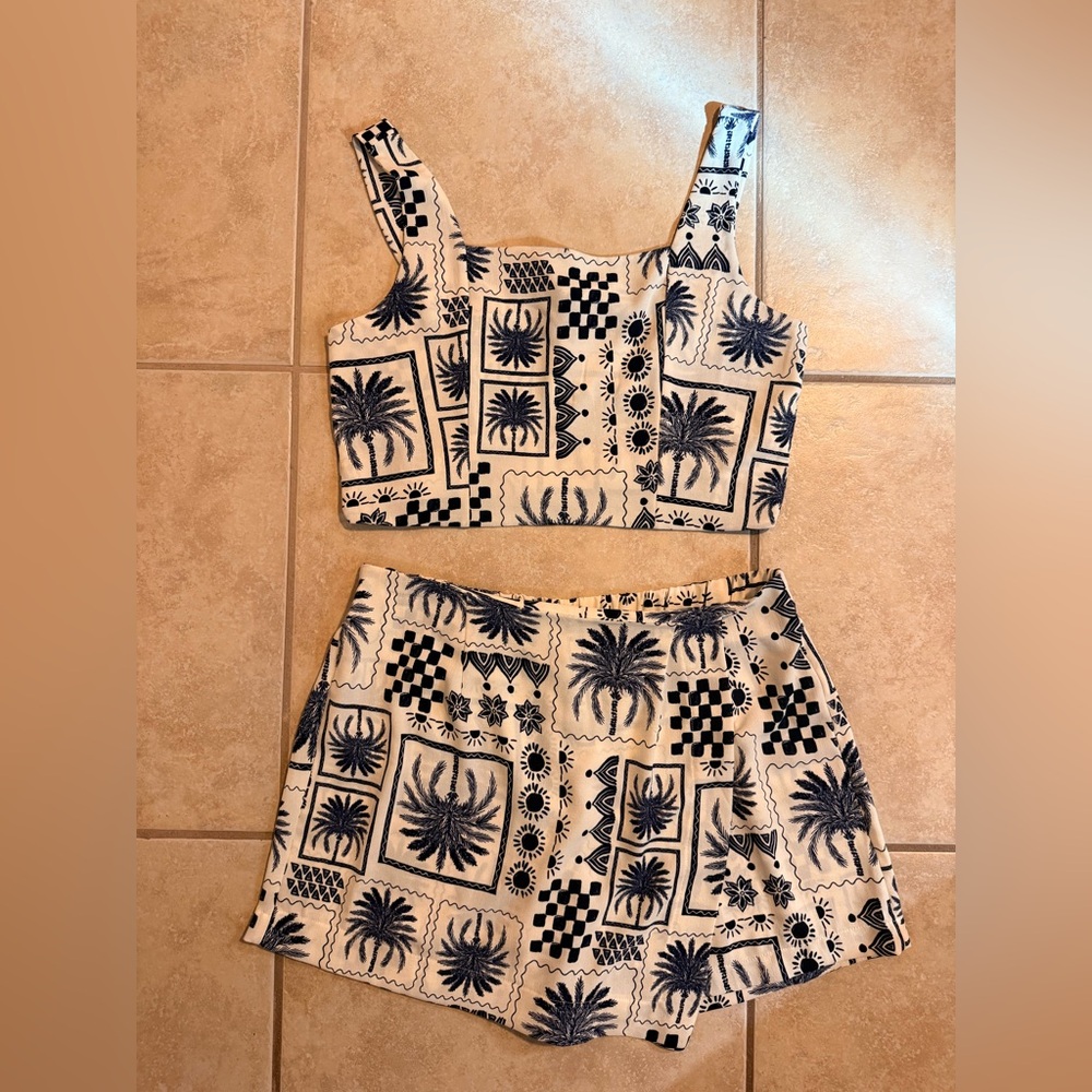 Tropical Print Women's Skort Set